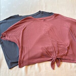 Old Navy Pink Crop Tie Front T-Shirt - set of 2